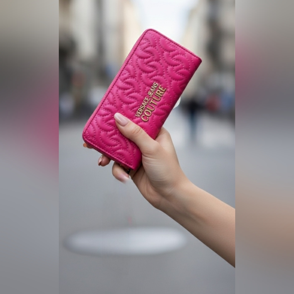 Versace Jeans Couture Pink Thelma Soft Sketch Leather Continental Wallet